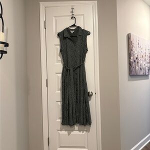 Croft and Barrow Green Polka Dot Sleeveless Dress